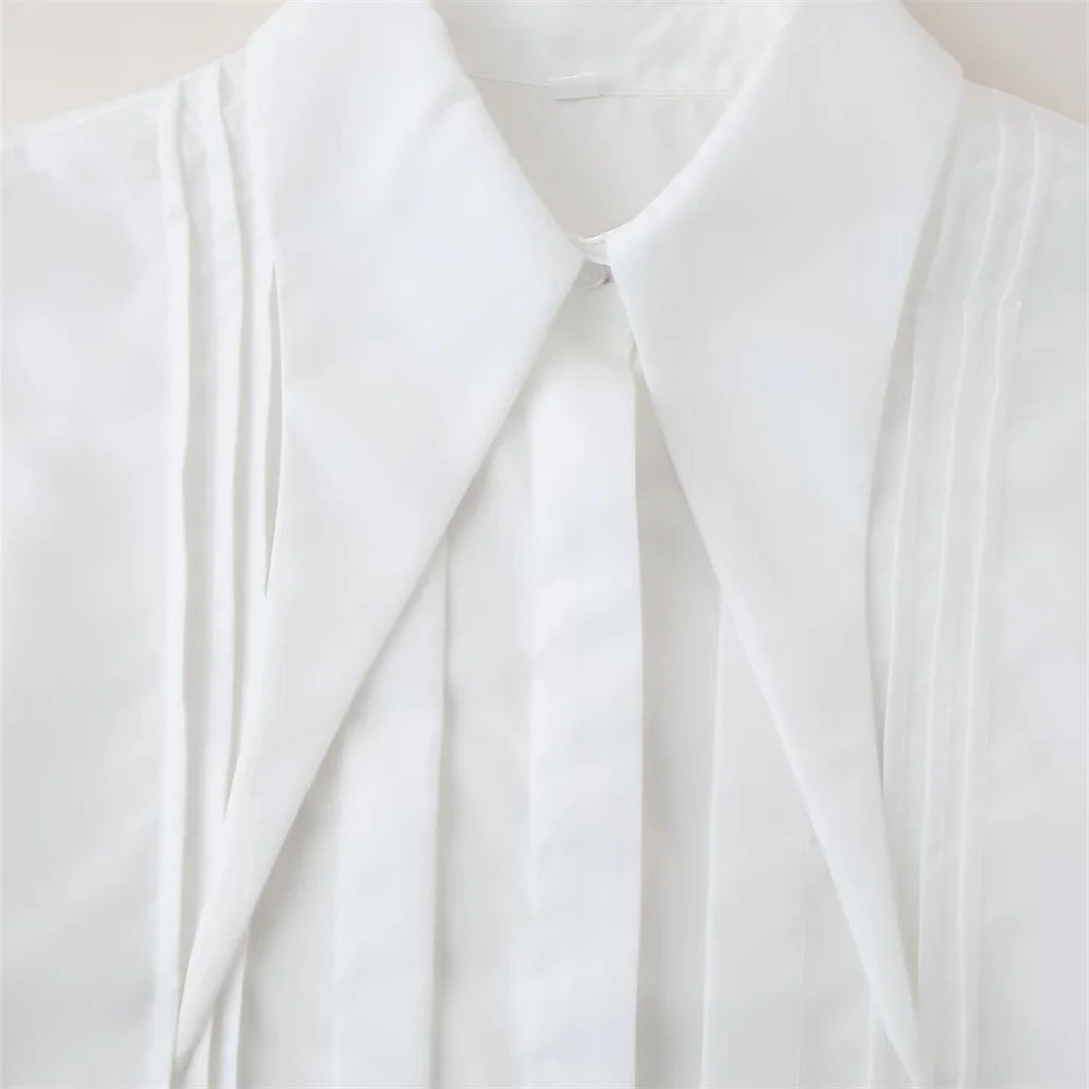 Vrouwelijke Zomer Blouse Puntige Kraag