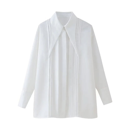 Vrouwelijke Zomer Blouse Puntige Kraag