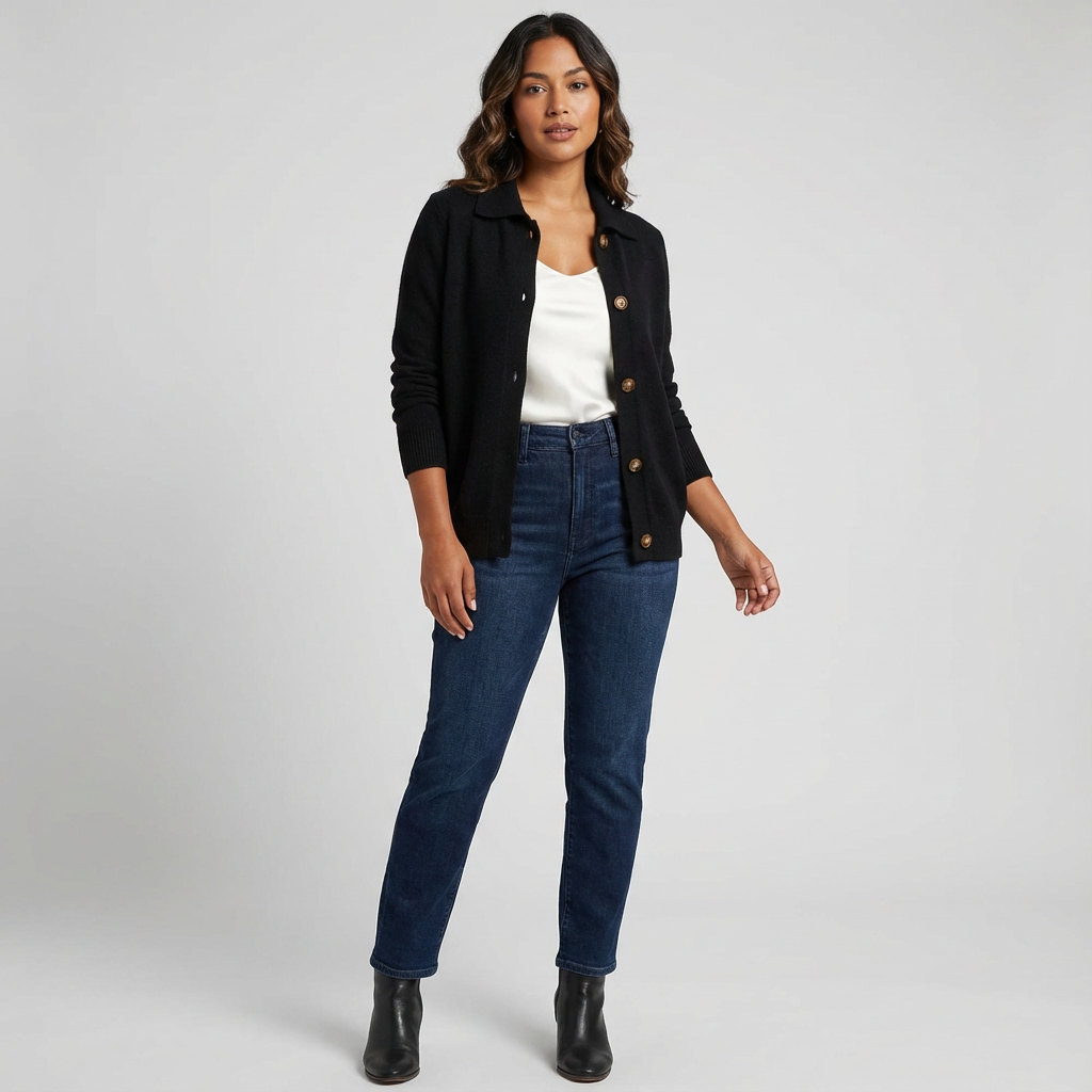 Zacht Gebreid Zwart Dames Vest | Knoopsluiting 6