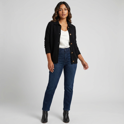 Zacht Gebreid Zwart Dames Vest | Knoopsluiting 6
