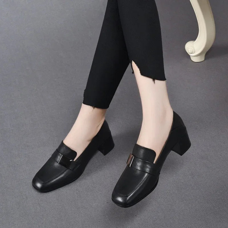 Dames Leren Loafers met Hakken Stijlvol en Chic