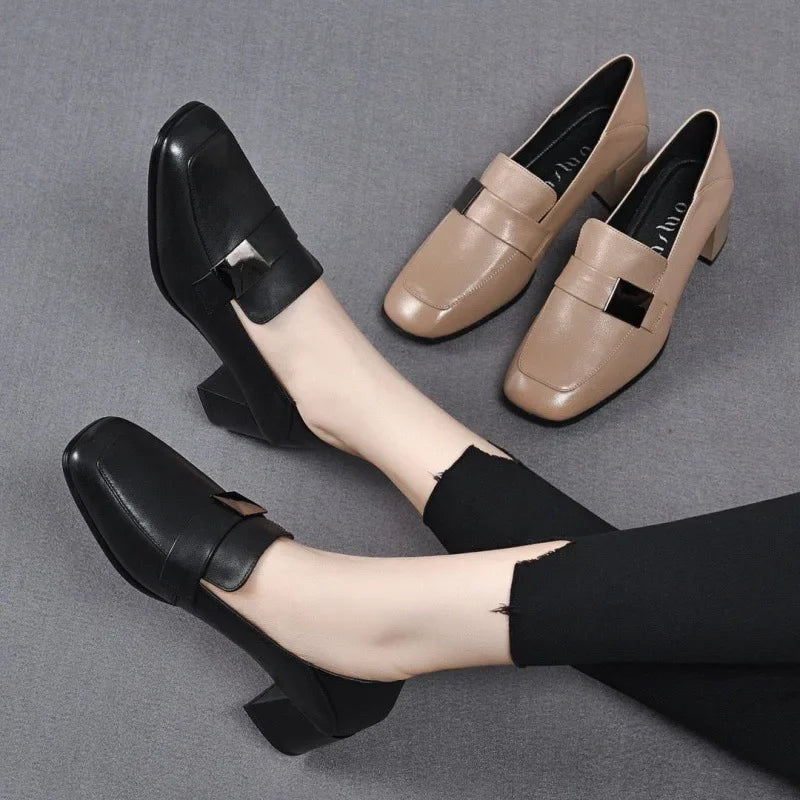 Dames Leren Loafers met Hakken Stijlvol en Chic - StudioMarella