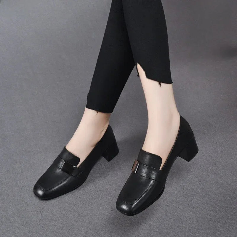 Dames Leren Loafers met Hakken Stijlvol en Chic