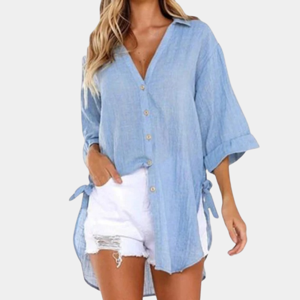 Dames Blouse Zachte Katoen Jurk Stijlvol Lange Mouw - StudioMarella