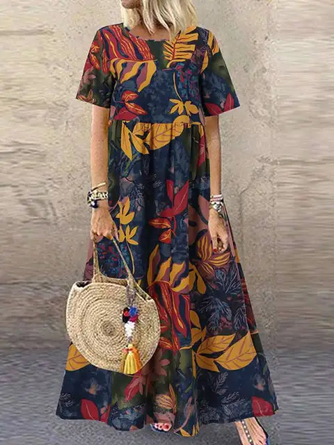 Vrouwelijke Zomerjurk Bloemenprint Jurk Retro Stijl - StudioMarella