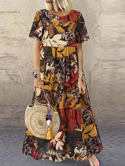 Vrouwelijke Zomerjurk Bloemenprint Jurk Retro Stijl