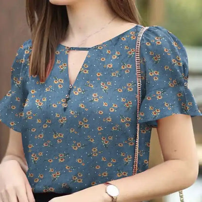 Vrouwelijke Zomer Blouse Bloemenprint Losse Fit