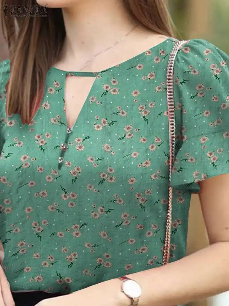 Vrouwelijke Zomer Blouse Bloemenprint Losse Fit
