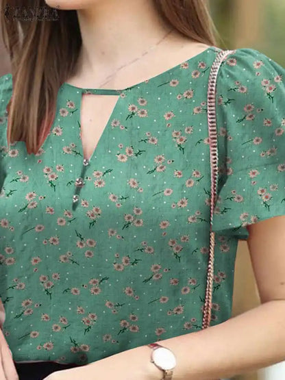Vrouwelijke Zomer Blouse Bloemenprint Losse Fit