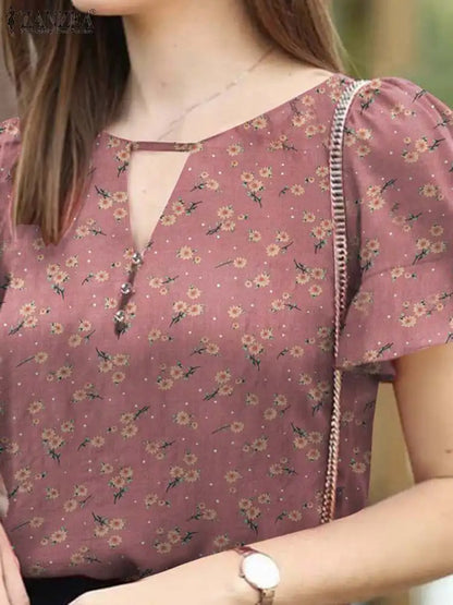 Vrouwelijke Zomer Blouse Bloemenprint Losse Fit