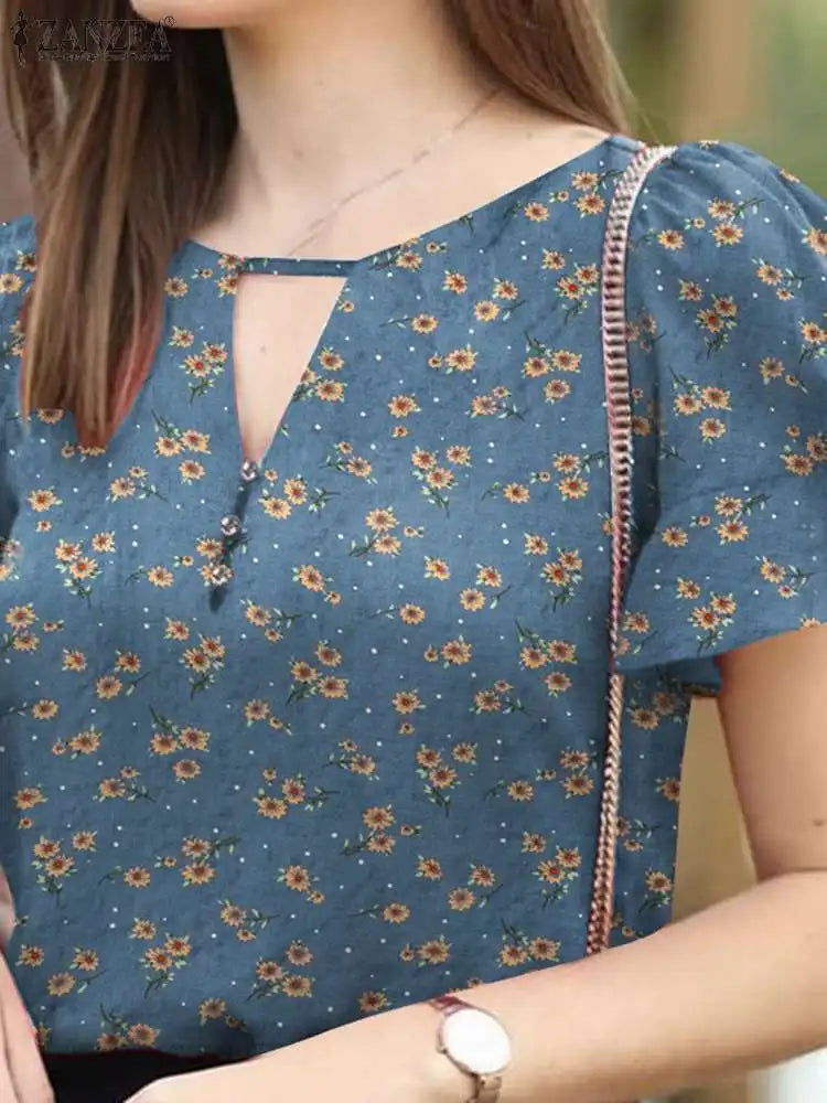 Vrouwelijke Zomer Blouse Bloemenprint Losse Fit