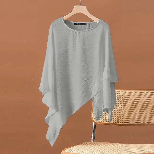 Vrouwelijke Blouse met Lange Mouw Asymmetrisch Model - StudioMarella