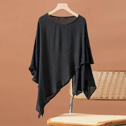 Vrouwelijke Blouse met Lange Mouw Asymmetrisch Model