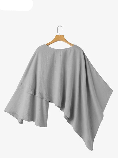 Vrouwelijke Blouse met Lange Mouw Asymmetrisch Model