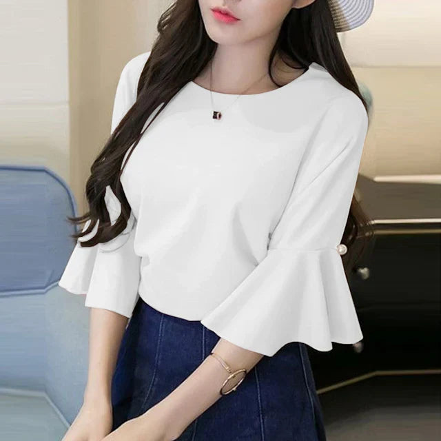 Vrouwen Blouse Flare Mouw Elegante Zomerstijl