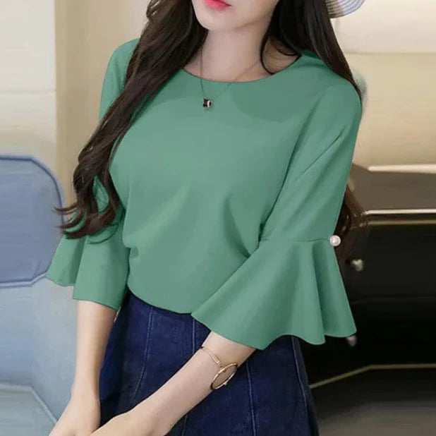 Vrouwen Blouse Flare Mouw Elegante Zomerstijl