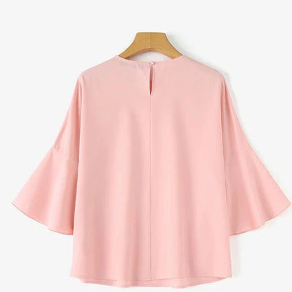 Vrouwen Blouse Flare Mouw Elegante Zomerstijl