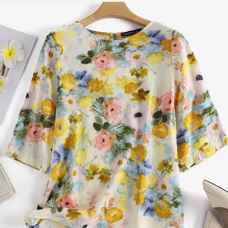 Vrouwelijke Bloemen Blouse Zomerjurk Stijl