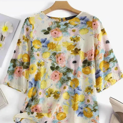 Vrouwelijke Bloemen Blouse Zomerjurk Stijl