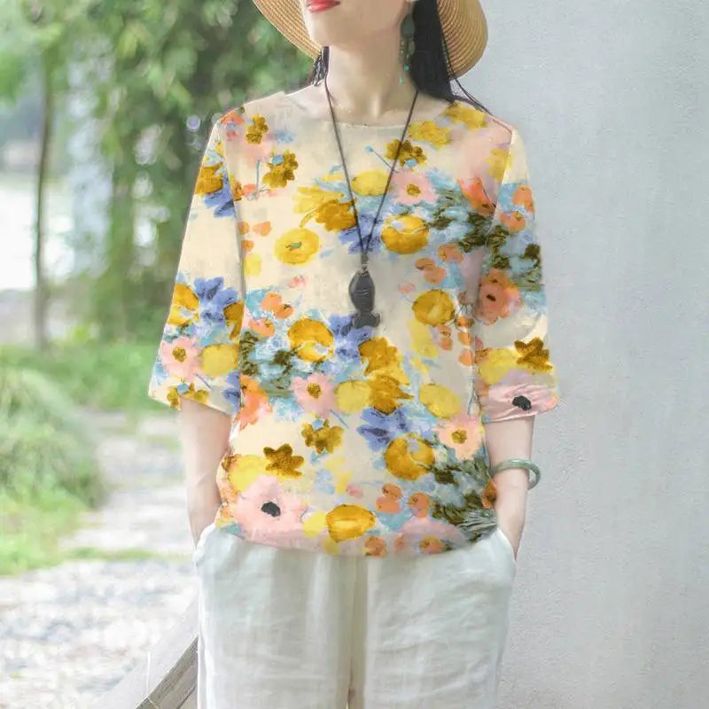 Vrouwelijke Bloemen Blouse Zomerjurk Stijl