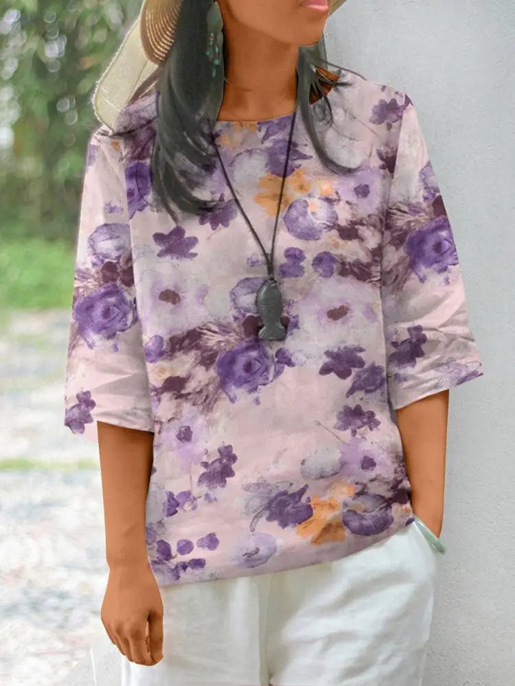 Vrouwelijke Bloemen Blouse Zomerjurk Stijl