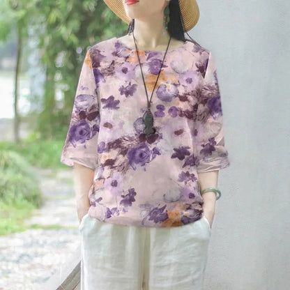 Vrouwelijke Bloemen Blouse Zomerjurk Stijl