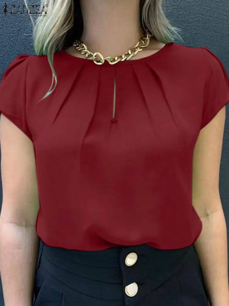 Vrouwelijke Zomerblouse Kort Mouwen Vrolijk Design