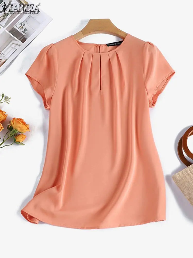 Vrouwelijke Zomerblouse Kort Mouwen Vrolijk Design
