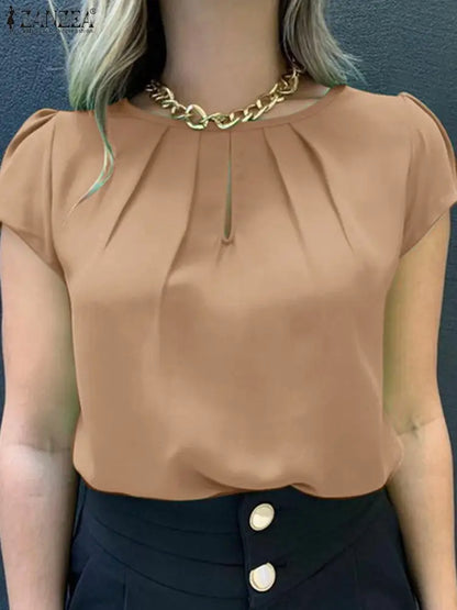 Vrouwelijke Zomerblouse Kort Mouwen Vrolijk Design