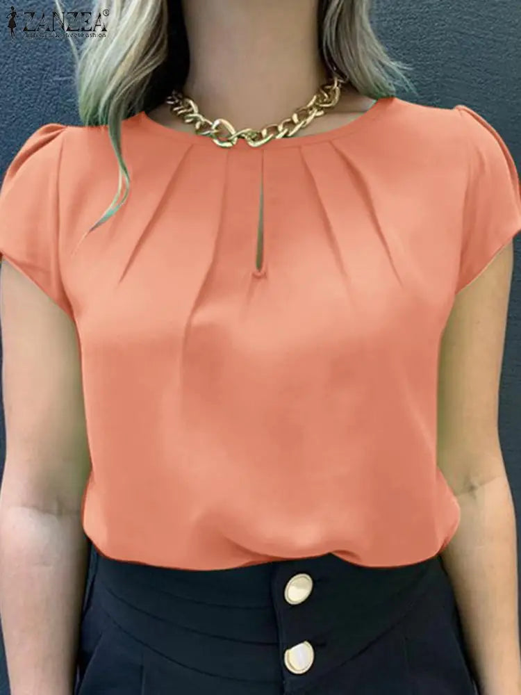Vrouwelijke Zomerblouse Kort Mouwen Vrolijk Design