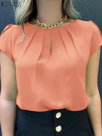 Vrouwelijke Zomerblouse Kort Mouwen Vrolijk Design