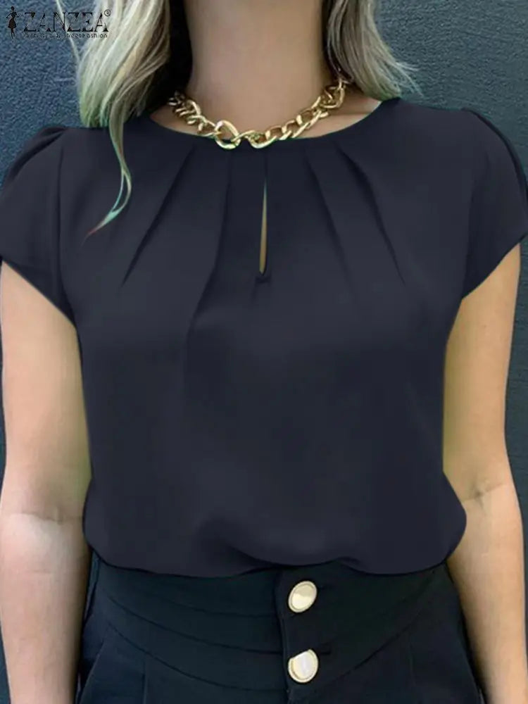 Vrouwelijke Zomerblouse Kort Mouwen Vrolijk Design