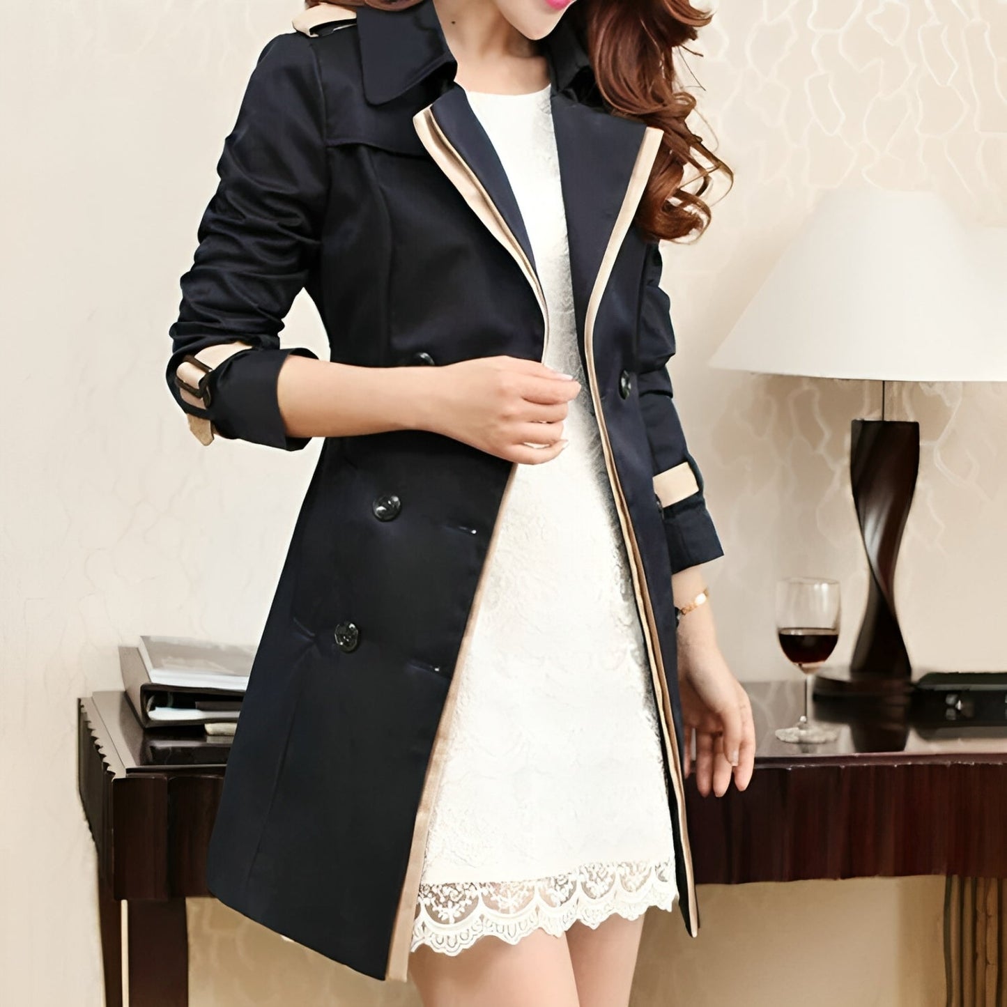 Dames Trenchcoat Waterdicht Lange Classic Stijl