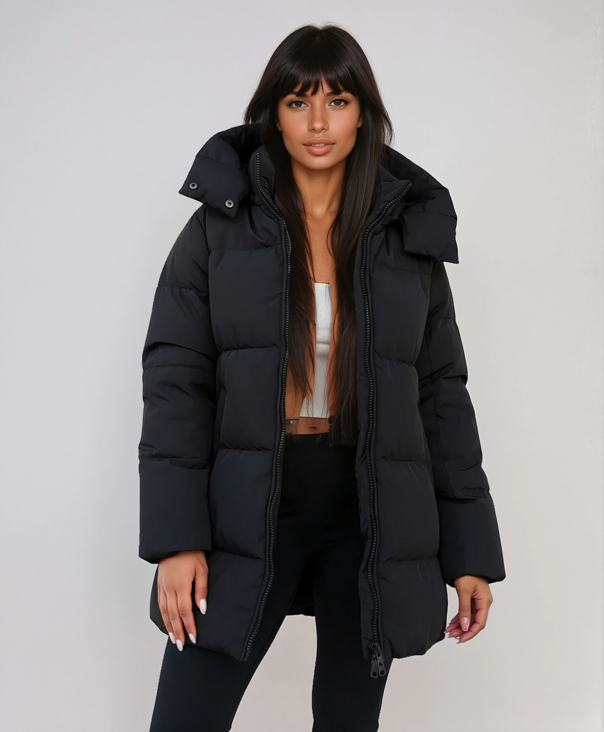 Zara Lange Damesjas | Gewatteerd Comfort, Verstelbare Capuchon 1