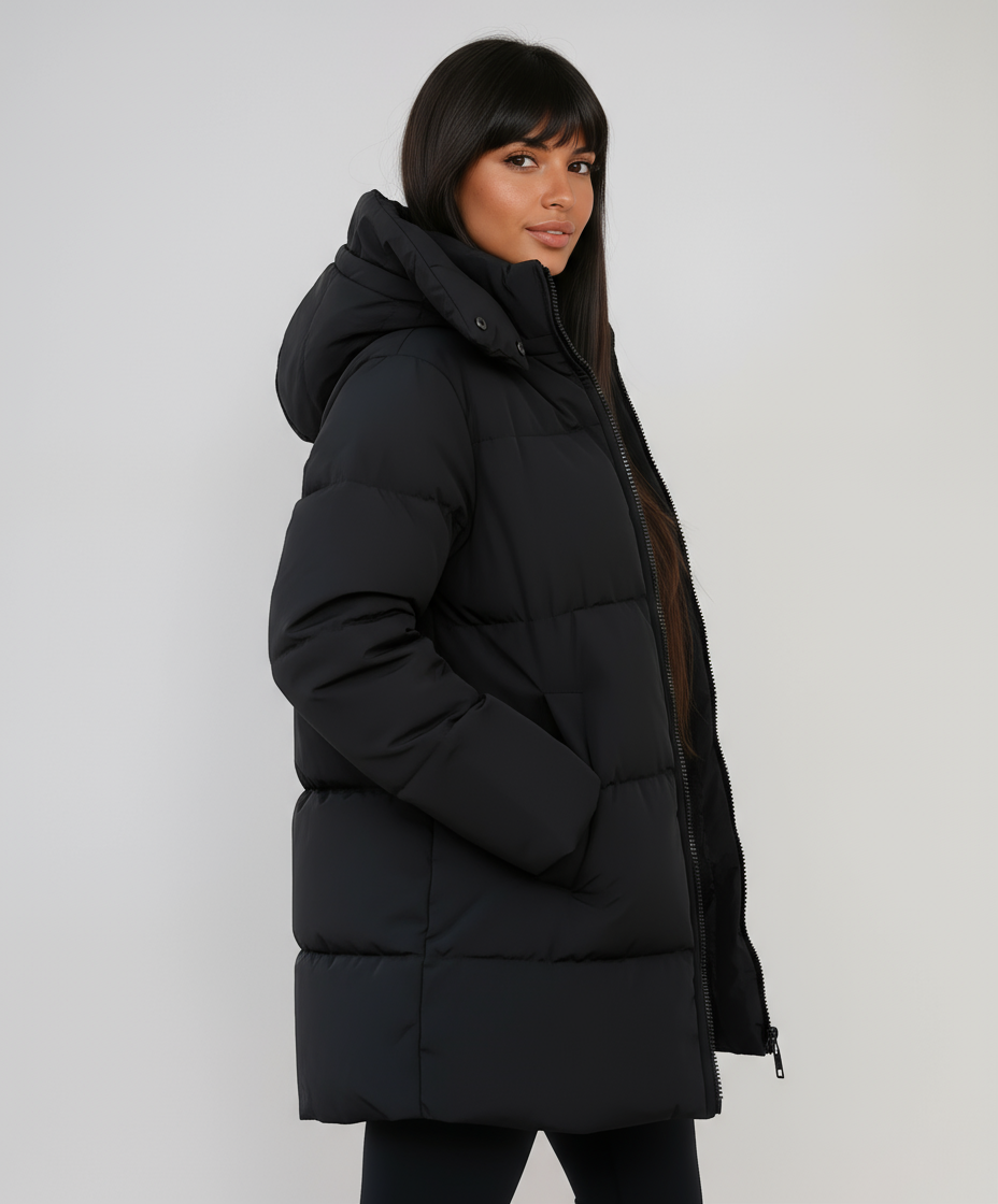 Zara Lange Damesjas | Gewatteerd Comfort, Verstelbare Capuchon 2