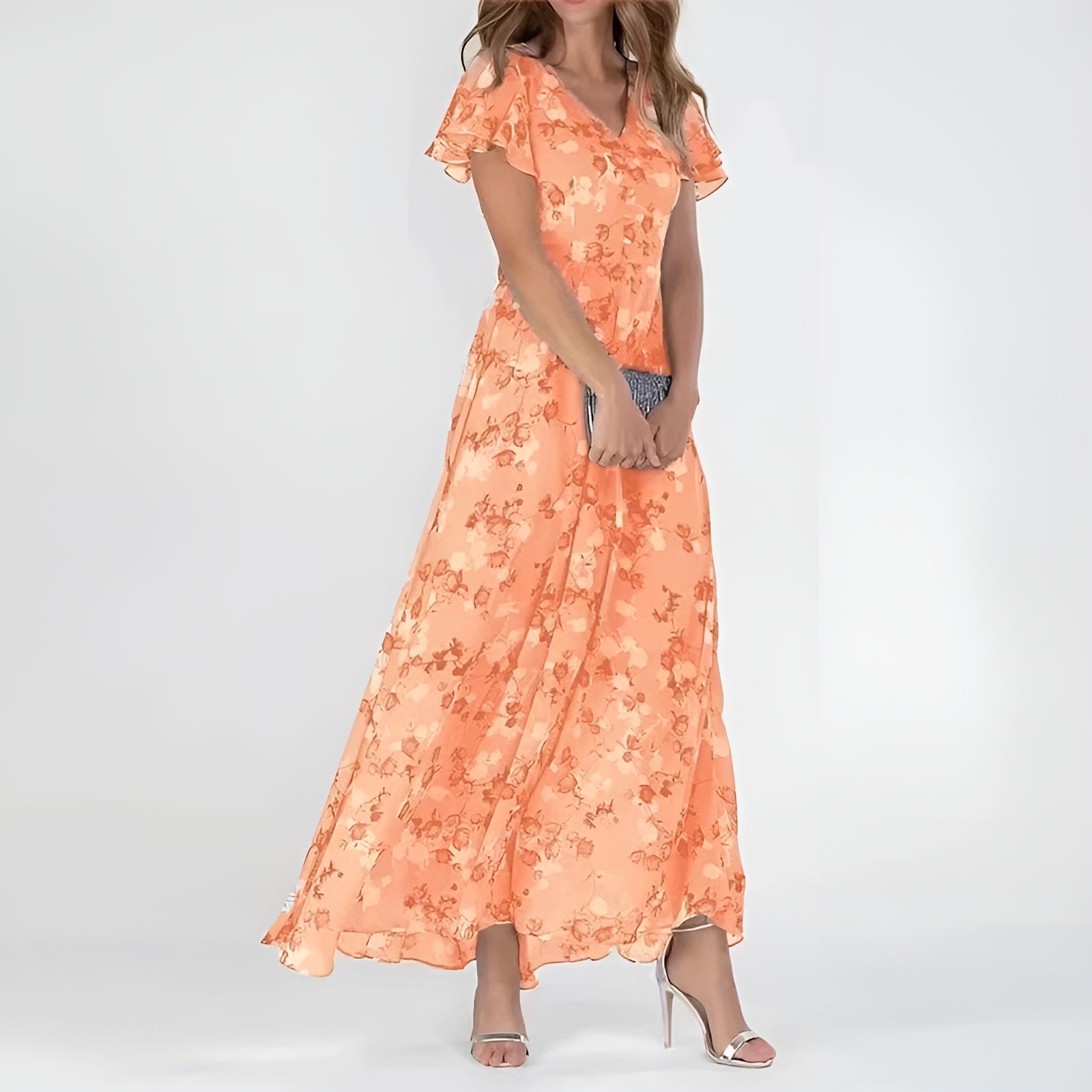 Romantische Maxi Jurk Aquarel Bloemenprint Vrouwenjurk - StudioMarella