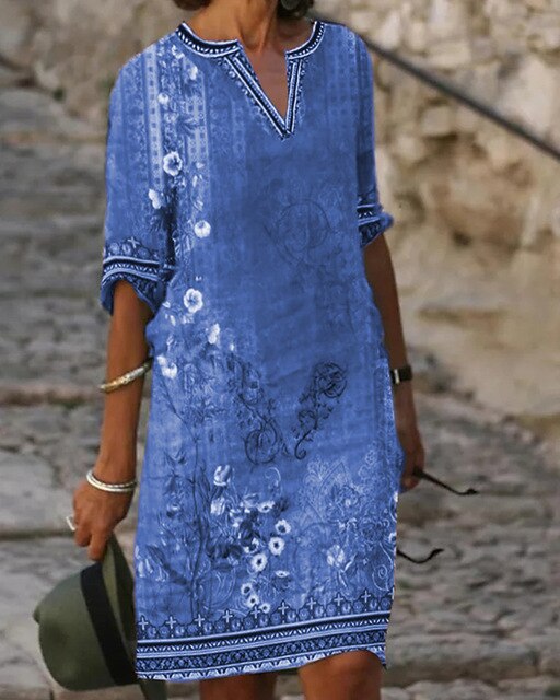 Korte Retro Bloemen Minijurk Zara Stijl