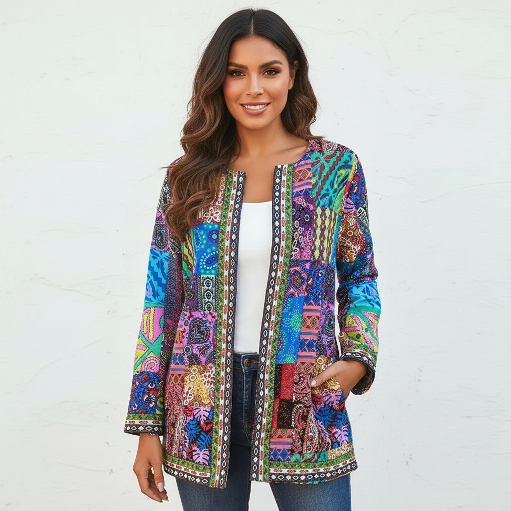 Kleurrijke Vest Met Patchwork Ontwerp Boho Stijl - StudioMarella