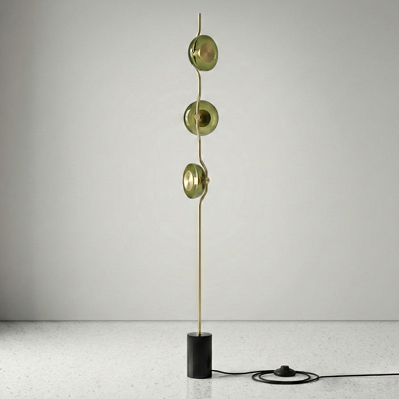 Vloerlamp met groen glas en geïntegreerde LED | 180 cm hoog | moderne vloerverlichting met sculptuur