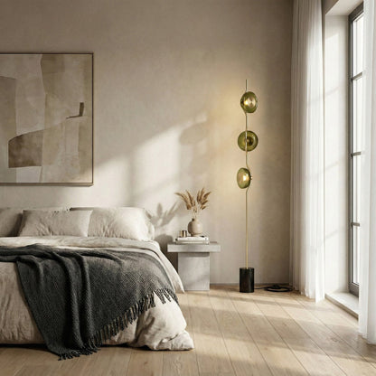 Vloerlamp met groen glas en geïntegreerde LED | 180 cm hoog | moderne vloerverlichting met sculptuur