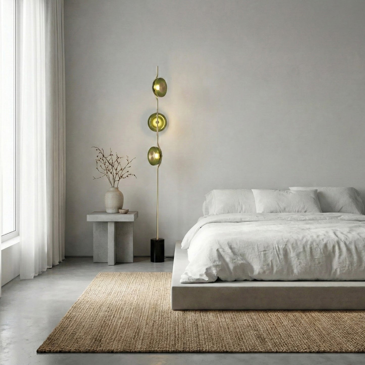 Vloerlamp met groen glas en geïntegreerde LED | 180 cm hoog | moderne vloerverlichting met sculptuur