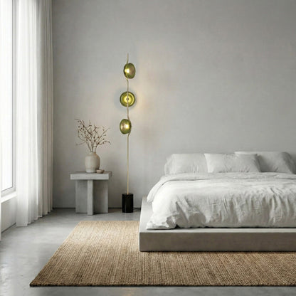 Vloerlamp met groen glas en geïntegreerde LED | 180 cm hoog | moderne vloerverlichting met sculptuur