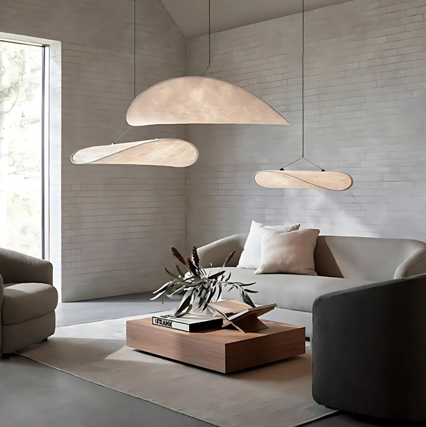 Hangende Sfeerverlichting Zijden Lampenkap Ivoor Scandinavisch-Japans Design Harmonieuze Sfeer voor Woonkamer Slaapkamer 40cm 60cm 80cm
