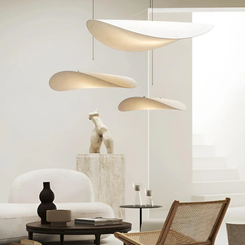 Hangende Sfeerverlichting Zijden Lampenkap Ivoor Scandinavisch-Japans Design Harmonieuze Sfeer voor Woonkamer Slaapkamer 40cm 60cm 80cm
