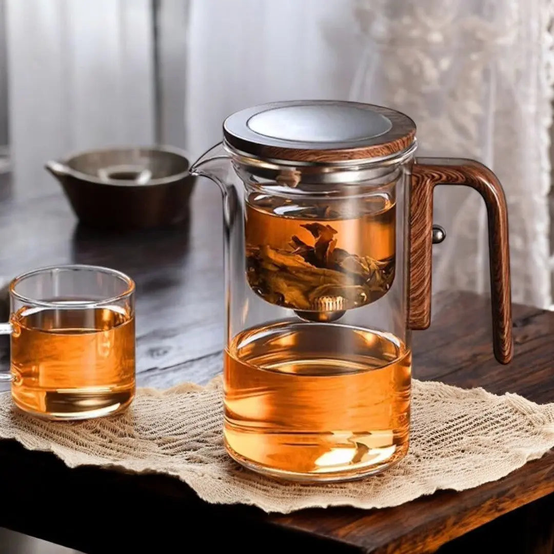 Glazen Theepot Magnetisch Filter Losse Thee Kruidenthee Elegant Hittebestendig