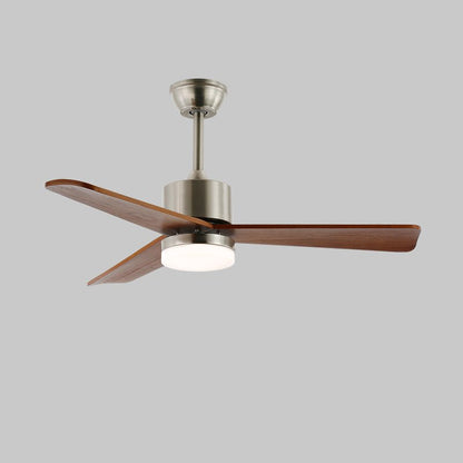 Plafondventilator met Verlichting – Minimalistische Ventilator in Zilver en Hout – 6 Snelheden – Afstandsbediening – 106/132 cm – LED 35W – Plafondverlichting met Ventilatiefunctie