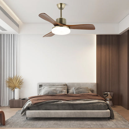 Plafondventilator met Verlichting – Minimalistische Ventilator in Zilver en Hout – 6 Snelheden – Afstandsbediening – 106/132 cm – LED 35W – Plafondverlichting met Ventilatiefunctie
