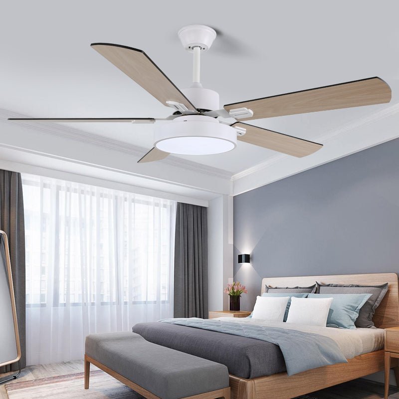 Moderne Plafondventilator met Houten Bladen & Geïntegreerde LED-Verlichting – Ø107 cm, Afstandsbediening, 6 Snelheden, Verstelbaar Vermogen