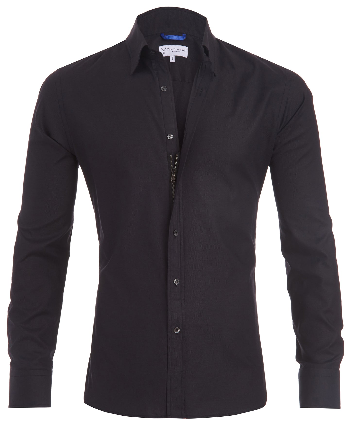 Herenshirt Slim Fit Met Rits, Elegante Sportieve Stijl