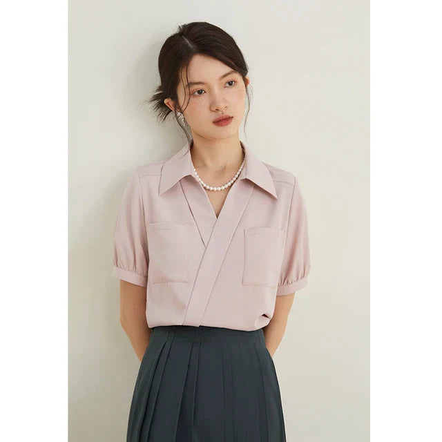 V-Hals Blouse Zomerse Chic Damestijl - StudioMarella